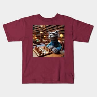 Puppet cat playing chess Kids T-Shirt